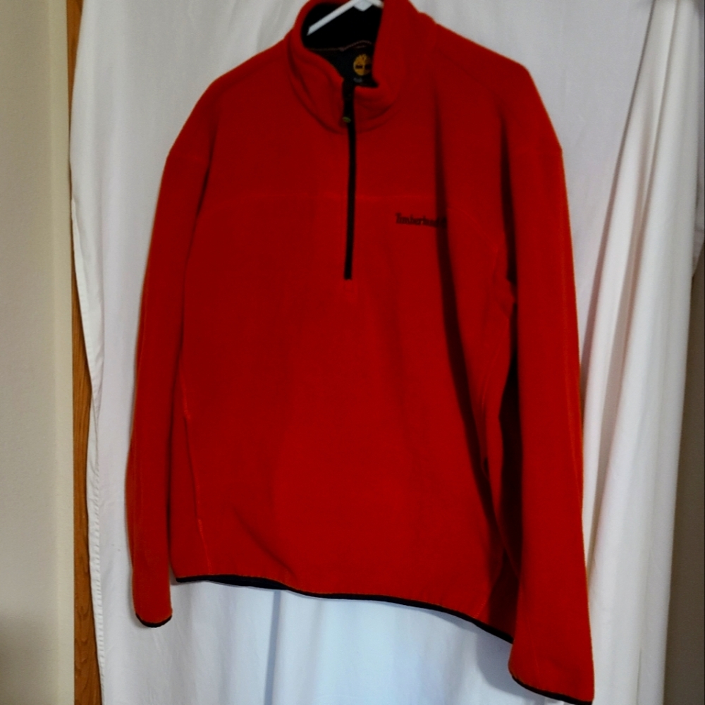 Timberland Men's Size 2XL Tall Orange Fleece Pullover Hunt Fish Camp Outdoors